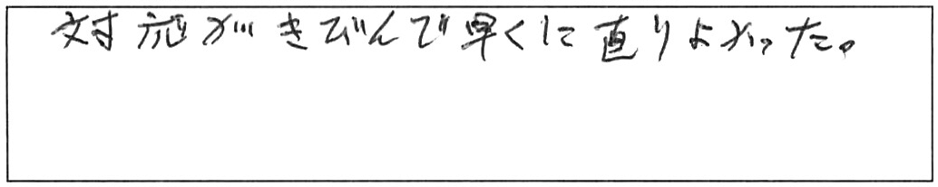 トイレ水漏れ修理などの作業/70代男性