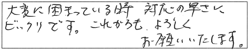 トイレ詰まり除去などの作業/80代男性