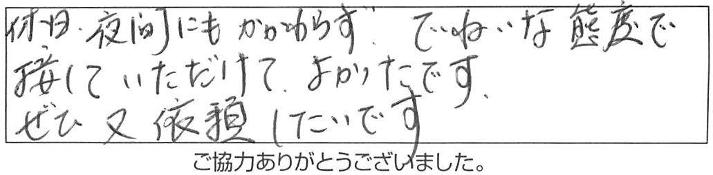 トイレ詰まり除去などの作業/60代男性