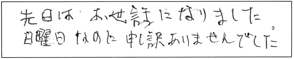 トイレ詰まり除去などの作業/70代男性