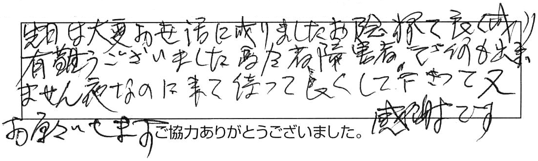 夜間対応のトイレつまり除去作業/80代女性