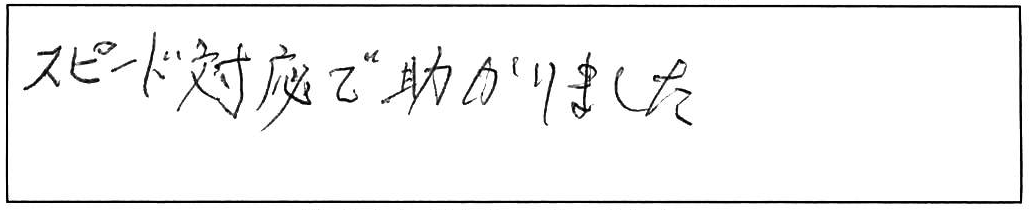 屋外排水つまり除去のスピード対応をありがとうございました。/90代女性