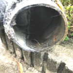 【岡山市北区】<br>屋外排水つまり<br>桝から水が溢れている状態